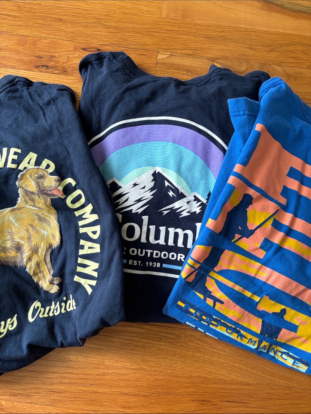 Columbia Men’s Short Sleeve Logo Tees - Navy & Royal Blue - BUNDLE of 3 Size Med